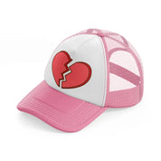 broken heart pink and white trucker hat