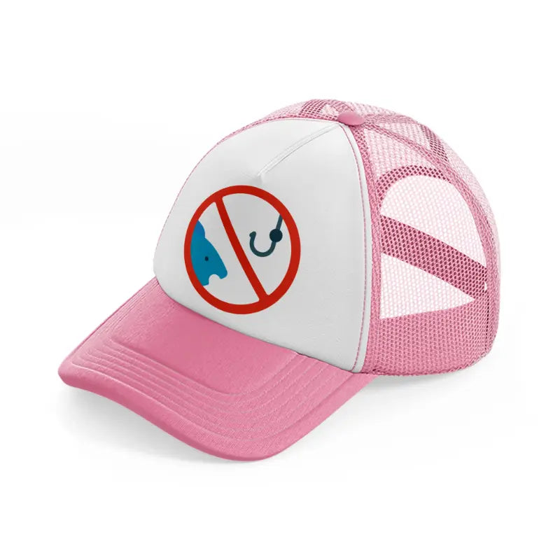 no fishing hook-pink-and-white-trucker-hat