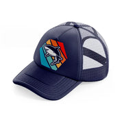 retro vintage shark navy blue trucker hat