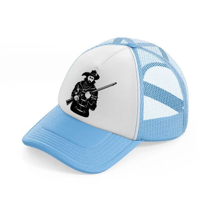 pirate with rifle-sky-blue-trucker-hat