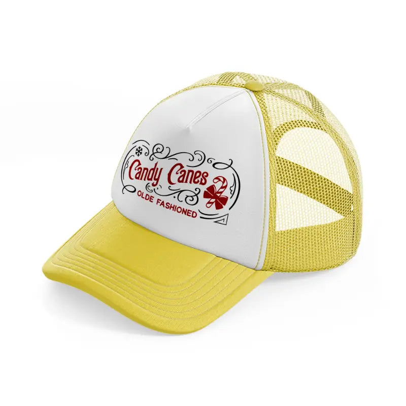 candy canes olde fashioned-yellow-trucker-hat