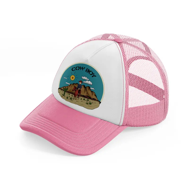 cowboy artboard-pink-and-white-trucker-hat