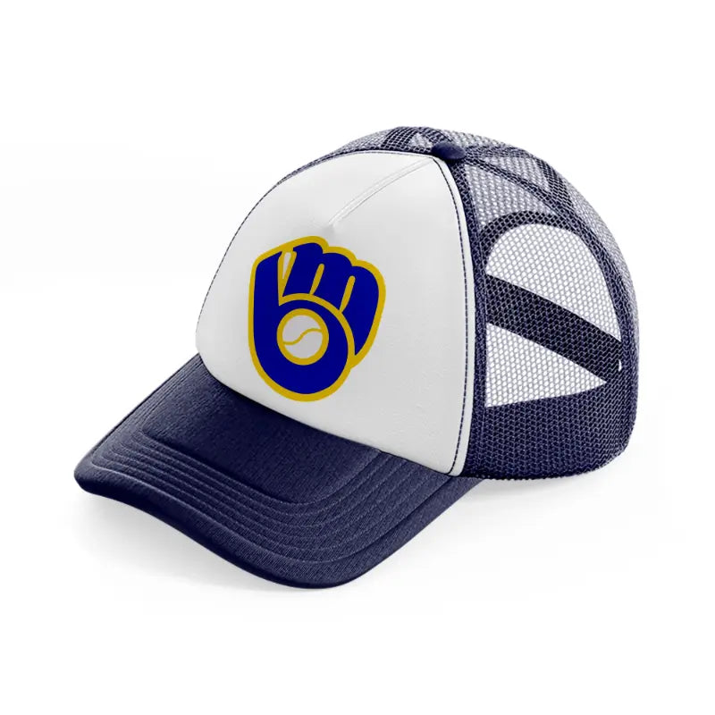 milwaukee brewers logo-navy-blue-and-white-trucker-hat