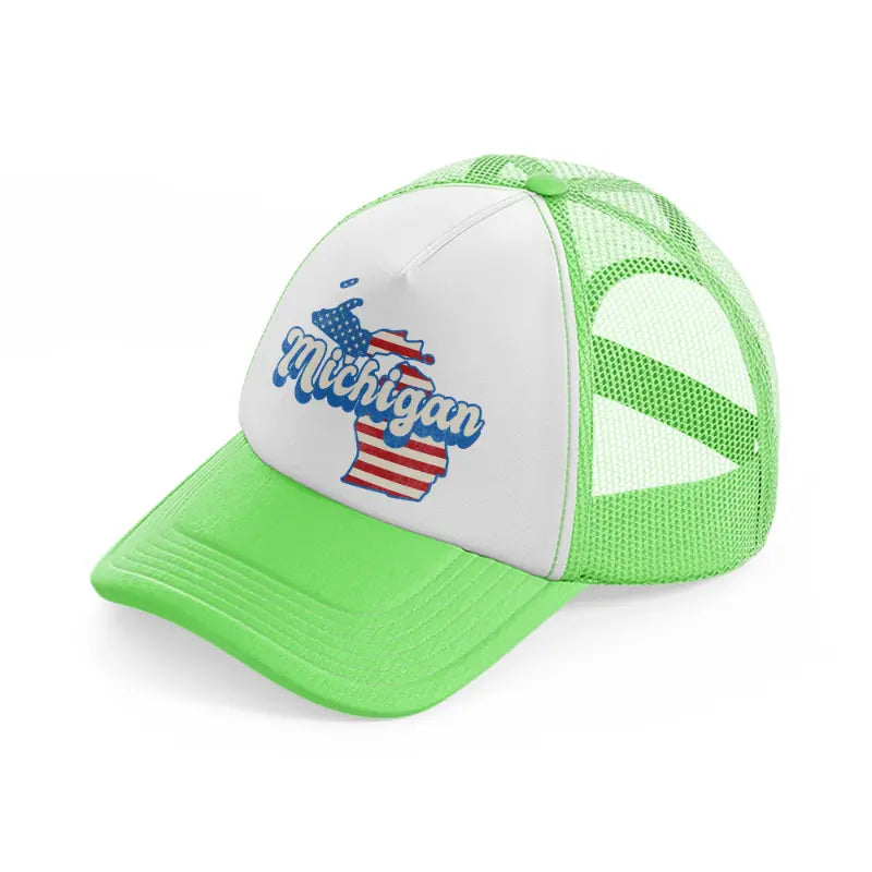michigan flag-lime-green-trucker-hat