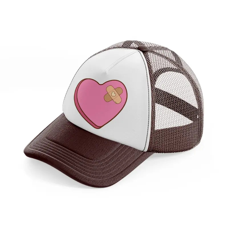 fixed heart brown trucker hat