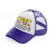 talk to the hand purple trucker hat