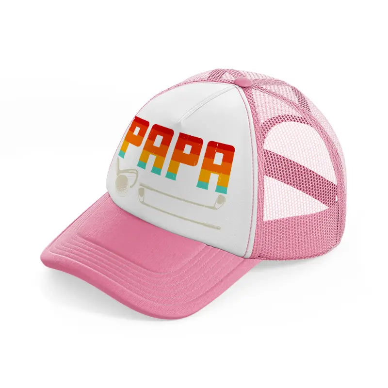 papa rainbow-pink-and-white-trucker-hat