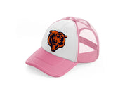 chicago bears emblem-pink-and-white-trucker-hat