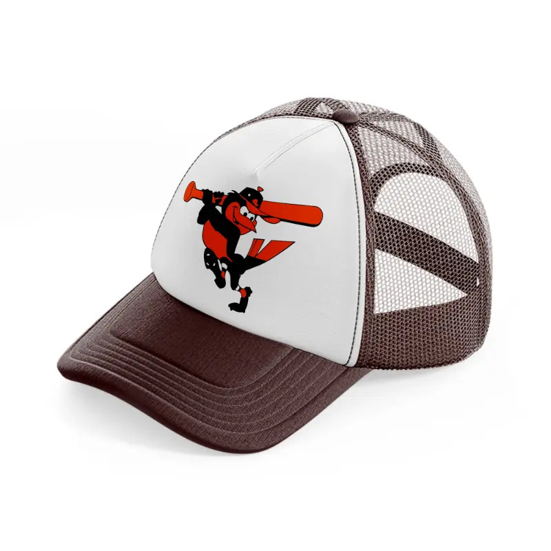 baltimore orioles cartoon-brown-trucker-hat