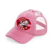 cincinnati reds red badge-pink-trucker-hat