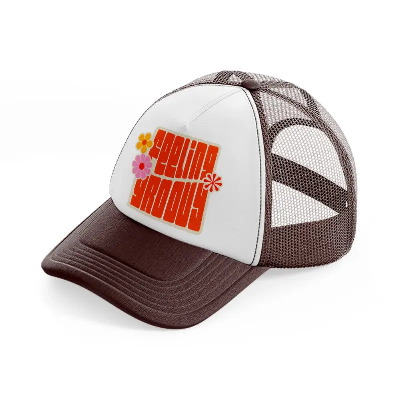 groovy love sentiments gs 06 brown trucker hat