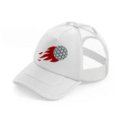 red fire golf ball-white-trucker-hat