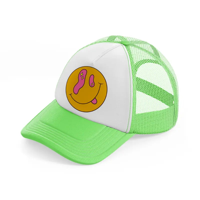 trippy smile-lime-green-trucker-hat