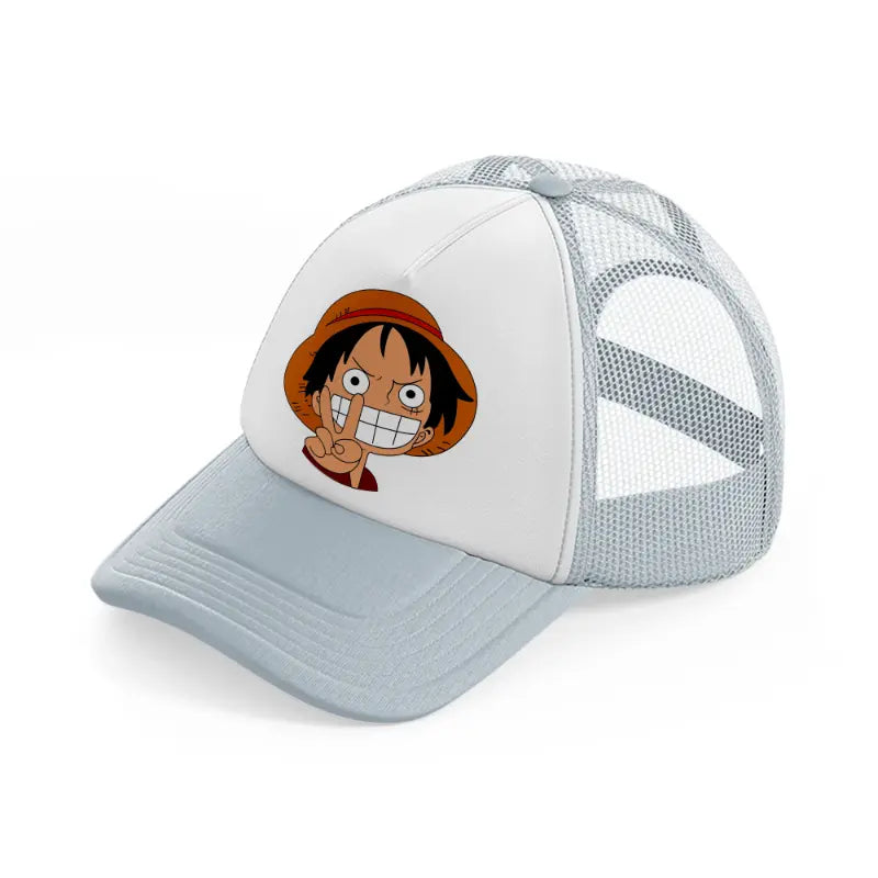 luffy smiling-grey-trucker-hat