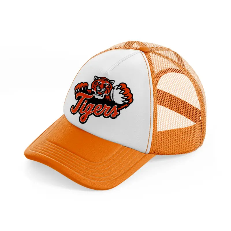 detroit tigers supporter orange trucker hat