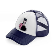 poison bottle navy blue and white trucker hat