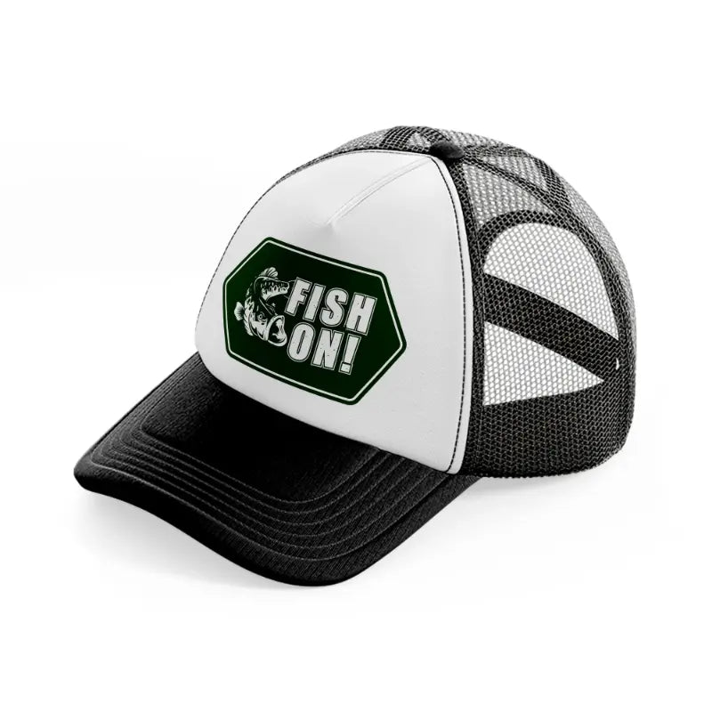 fish on! green black and white trucker hat