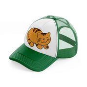 cat smiling green and white trucker hat