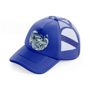 fishing artwork blue trucker hat