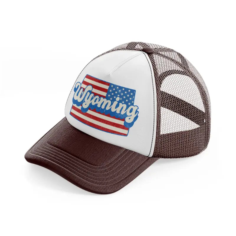 wyoming flag-brown-trucker-hat