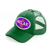 relax green trucker hat