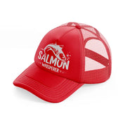 salmon whisper red trucker hat