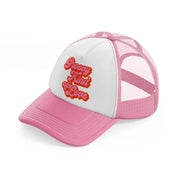 groovy love sentiments gs 07 pink and white trucker hat