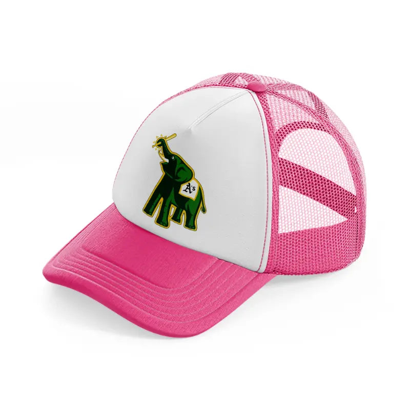 oakland athletics elephant-neon-pink-trucker-hat