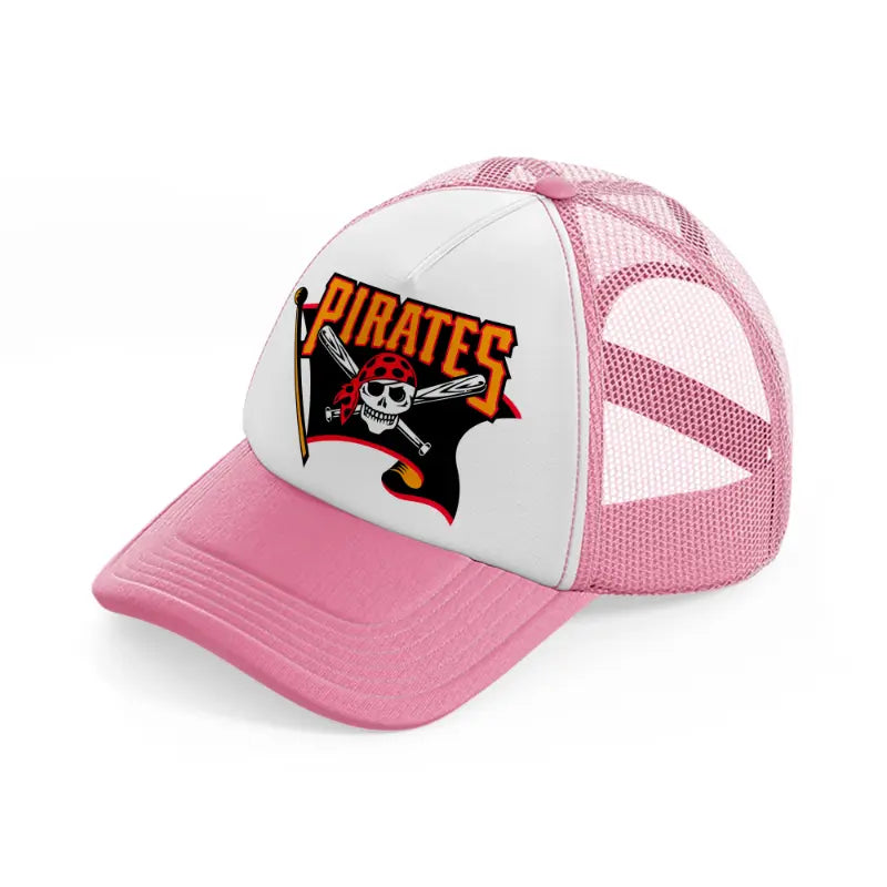 pittsburgh pirates flag-pink-and-white-trucker-hat