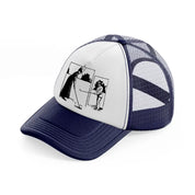 golfer b&w.-navy-blue-and-white-trucker-hat