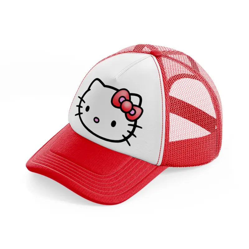 hello kitty emoji-red-and-white-trucker-hat