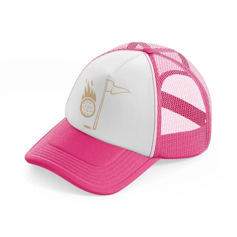 golf ball with flag-neon-pink-trucker-hat