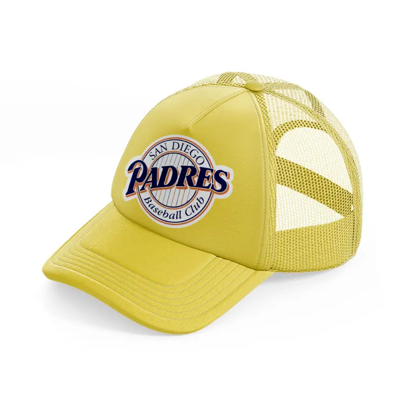 san diego padres baseball club outline-gold-trucker-hat
