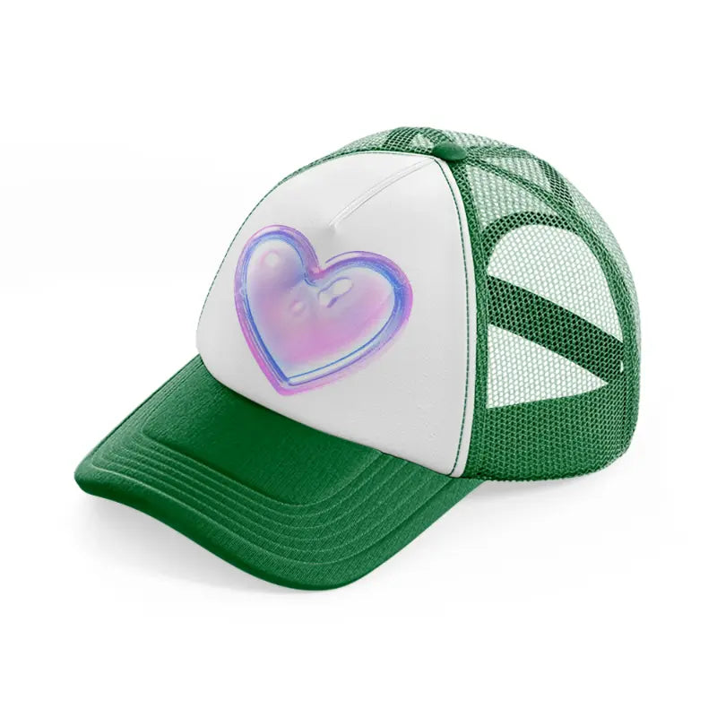 heart purple green and white trucker hat