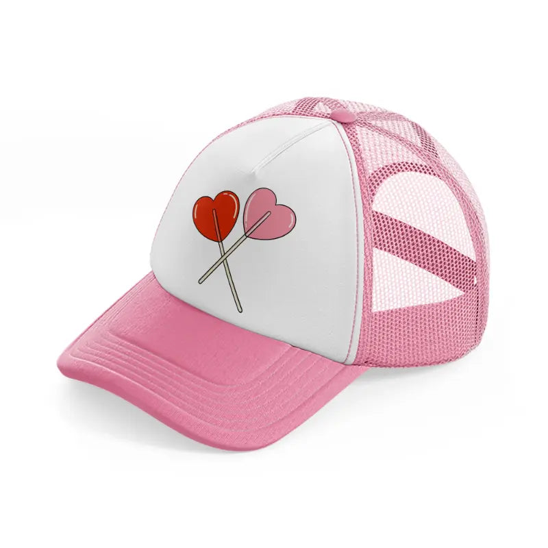 heart shaped lollipop-pink-and-white-trucker-hat