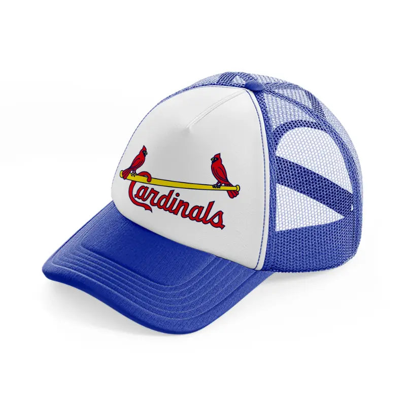 st louis cardinals vintage emblem-blue-and-white-trucker-hat