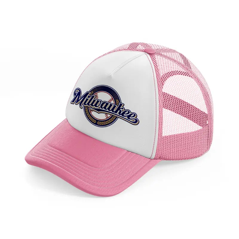 milwaukee brewers-pink-and-white-trucker-hat