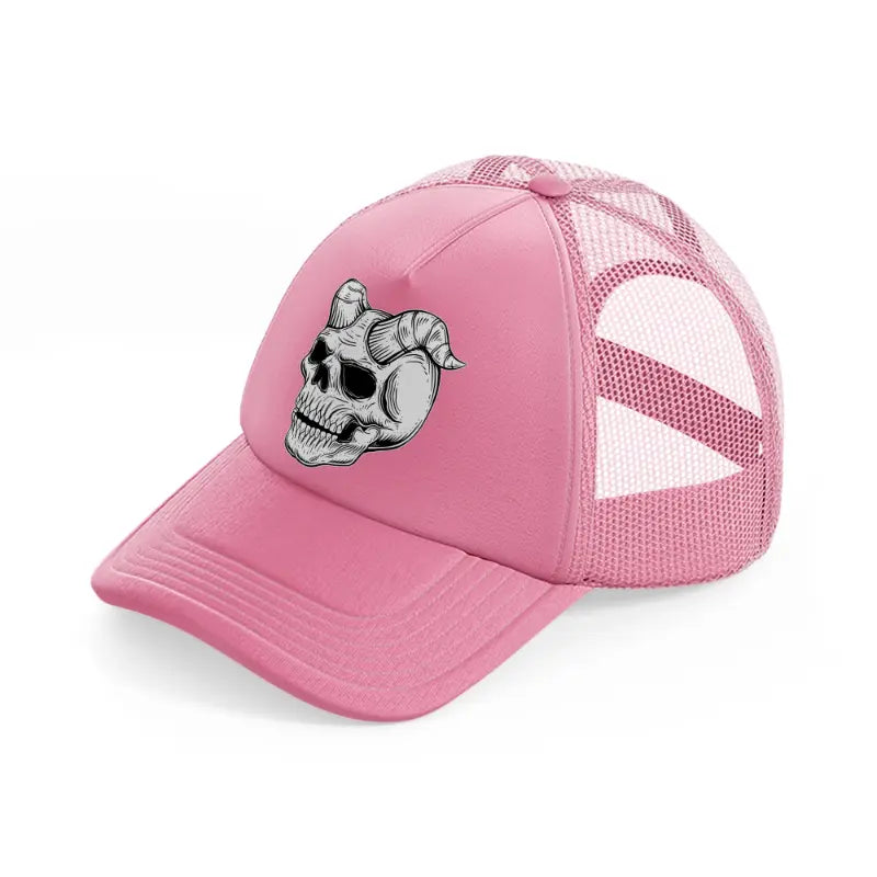 demon's skull-pink-trucker-hat