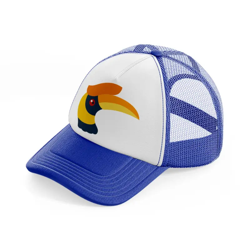 hornbill blue and white trucker hat