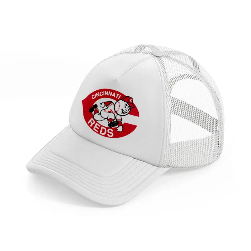 cincinnati reds red badge white trucker hat