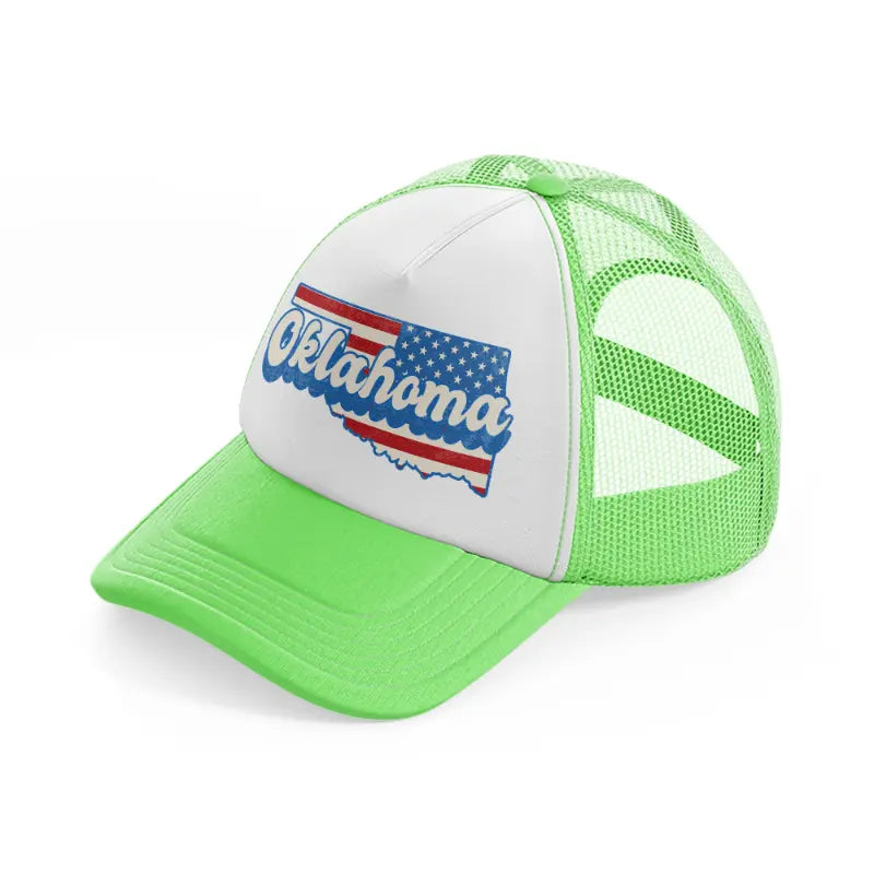 oklahoma flag lime green trucker hat