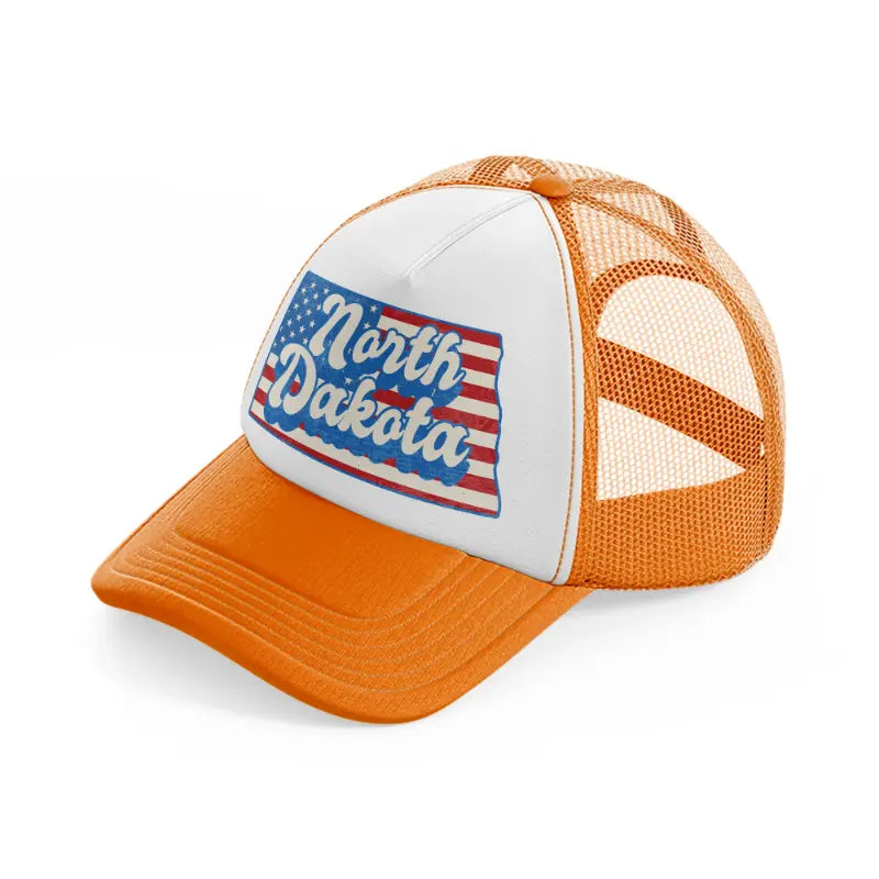 north dakota flag-orange-trucker-hat