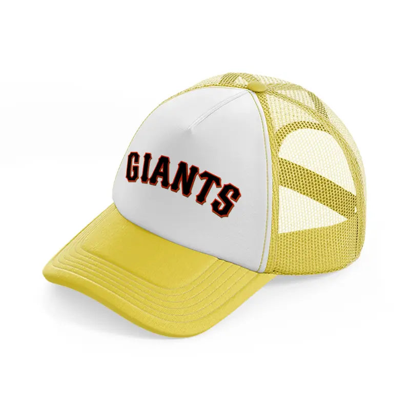 giants text yellow trucker hat