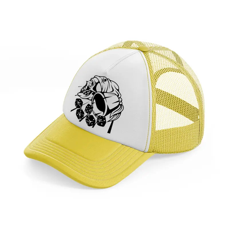 dices yellow trucker hat