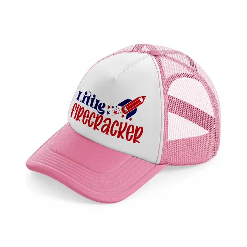 little firecracker-01-pink-and-white-trucker-hat