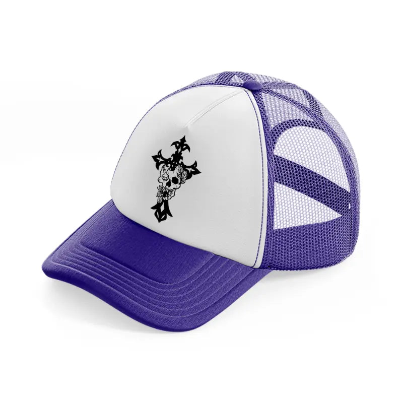 goth cross-purple-trucker-hat