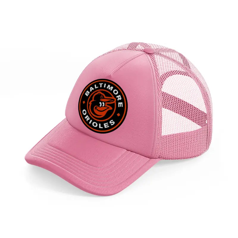 baltimore orioles badge-pink-trucker-hat