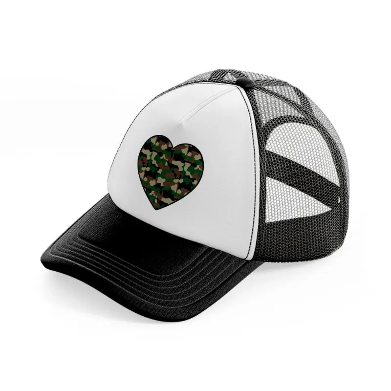 camo heart black and white trucker hat