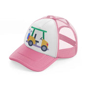 golf cart-pink-and-white-trucker-hat