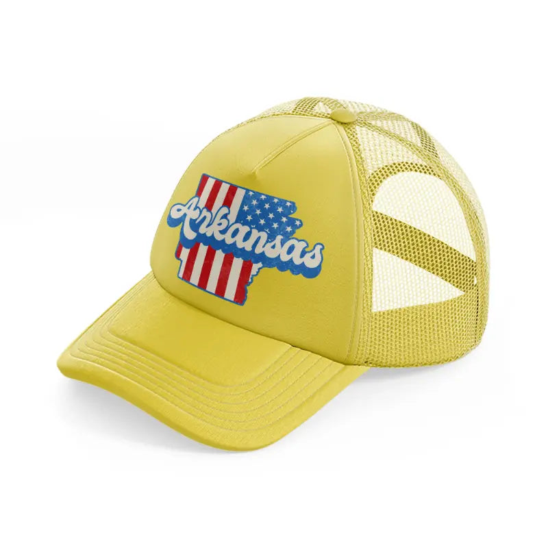 arkansas flag gold trucker hat